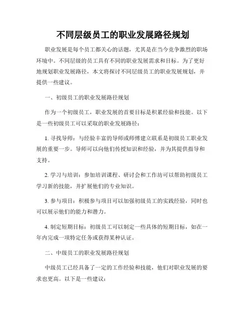 不同层级员工的职业发展路径规划
