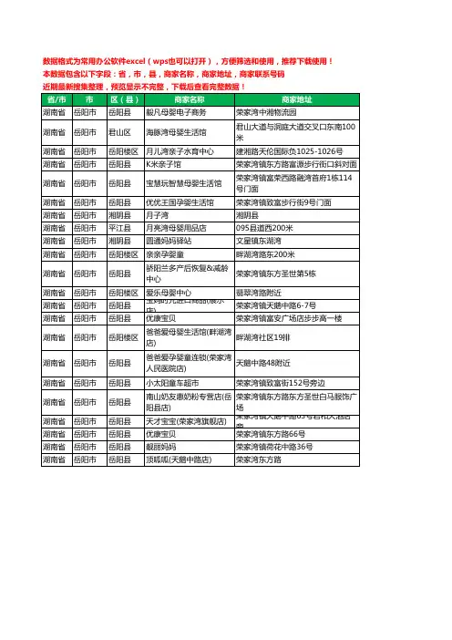 2020新版湖南省岳阳市月子餐工商企业公司商家名录名单黄页联系号码地址大全22家
