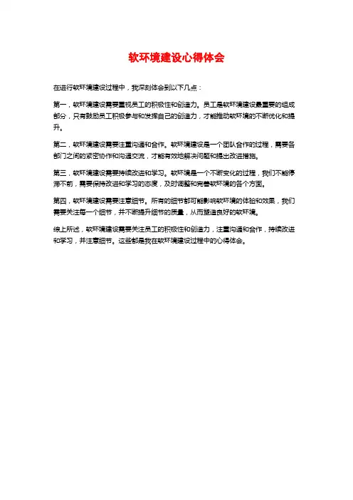 软环境建设心得体会