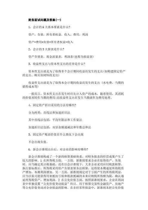 财务面试问题及答案