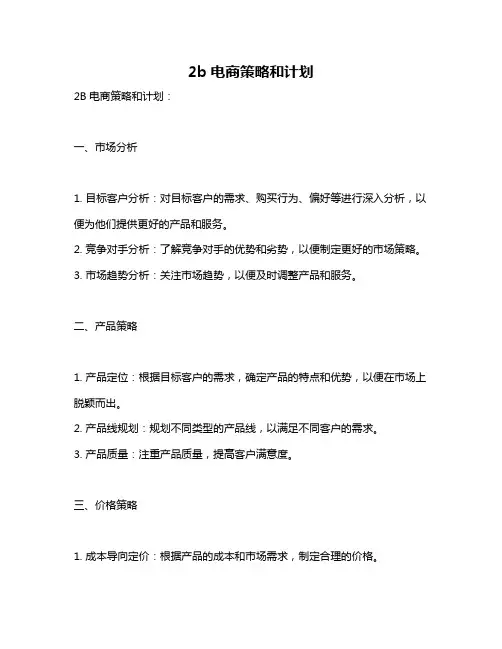 2b电商策略和计划