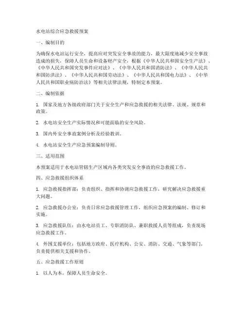 水电站综合应急救援预案范文