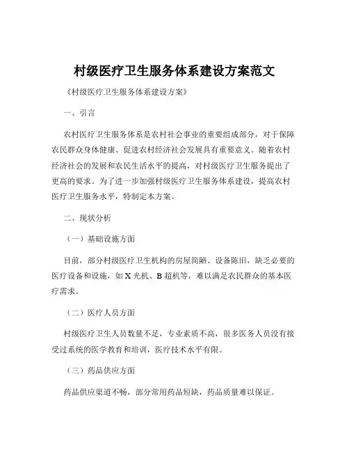 村级医疗卫生服务体系建设方案范文