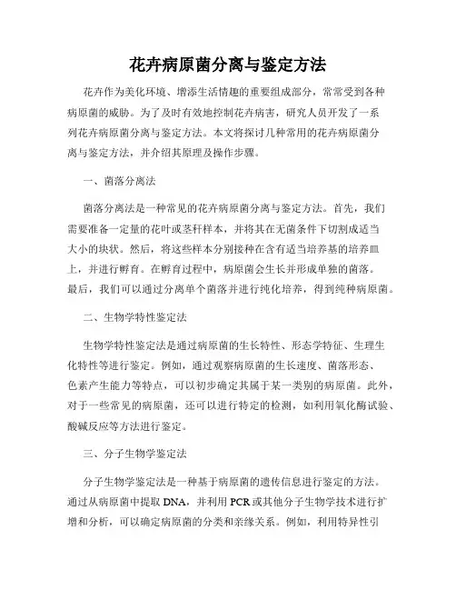 花卉病原菌分离与鉴定方法