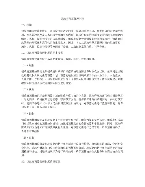 镇政府预算管理制度