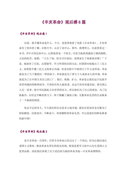 《辛亥革命》观后感6篇