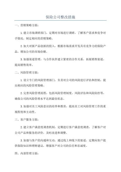保险公司整改措施