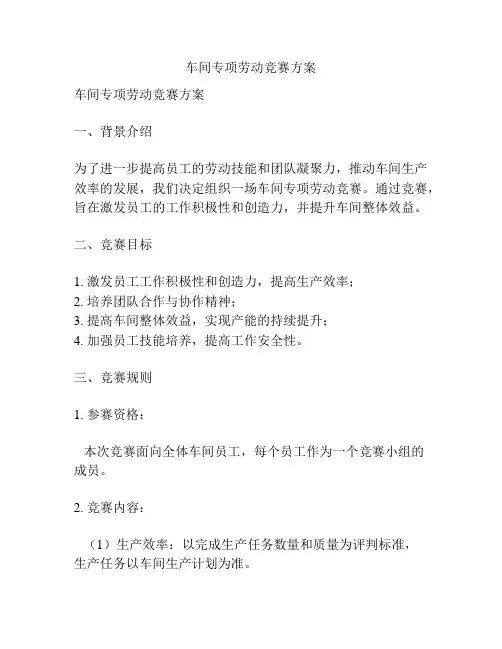 车间专项劳动竞赛方案