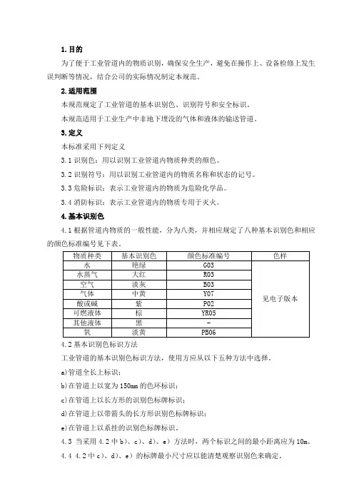 工业管道颜色及标识规范