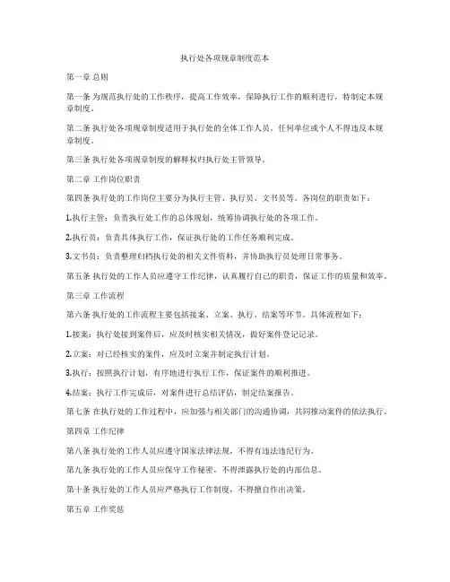 执行处各项规章制度范本