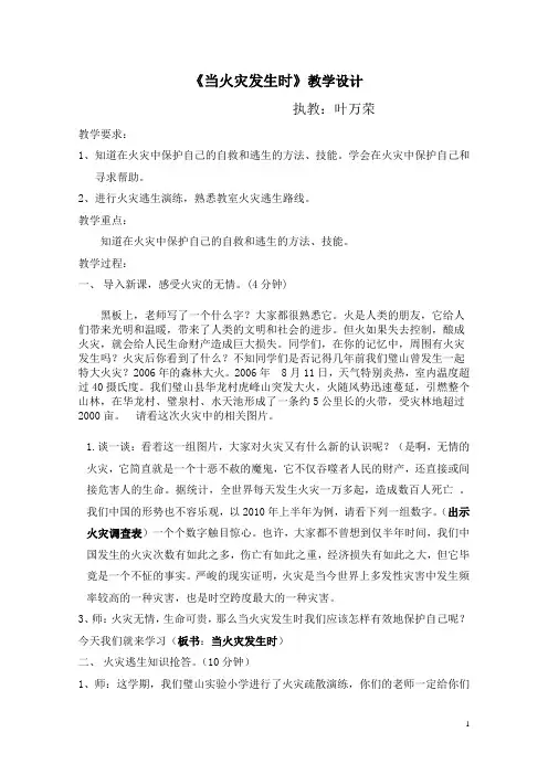 《当火灾发生时》教学设计