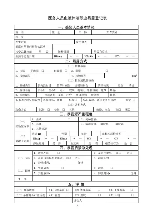 职业暴露登记表
