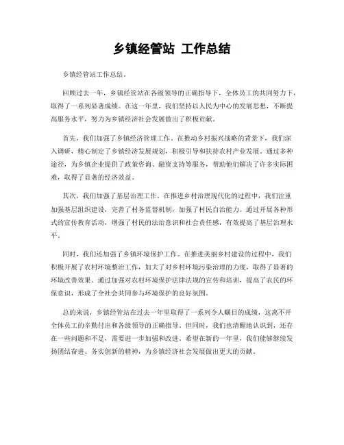 乡镇经管站 工作总结