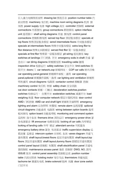巨人通力电梯图纸说明