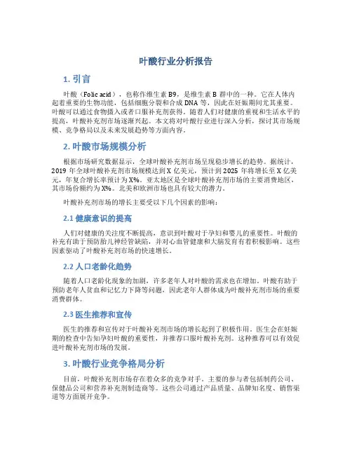 叶酸行业分析报告