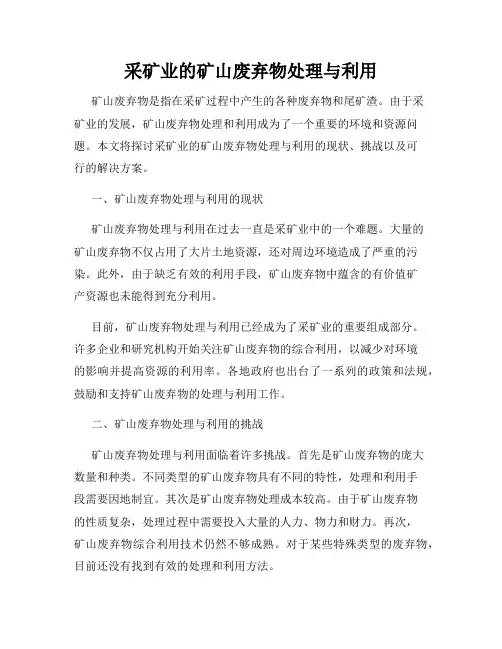 采矿业的矿山废弃物处理与利用