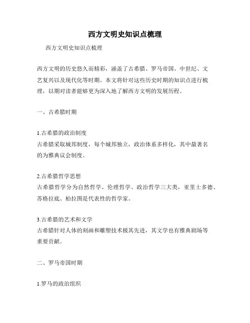 西方文明史知识点梳理