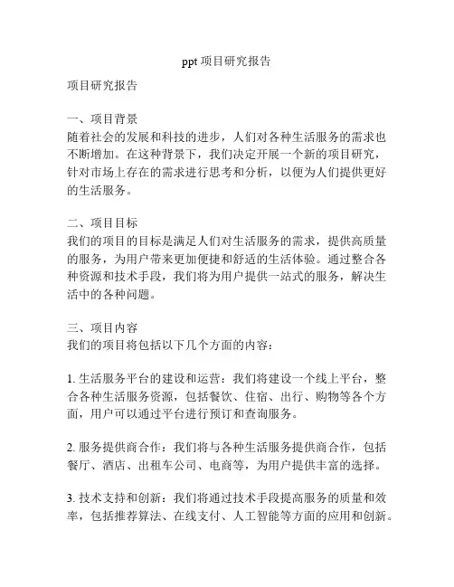 ppt 项目研究报告