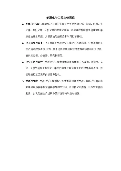 能源化学工程主修课程