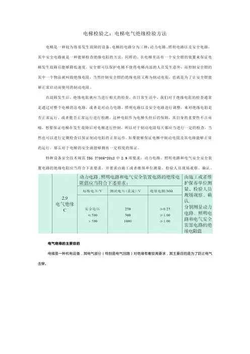 电梯检验之：电梯电气绝缘检验方法