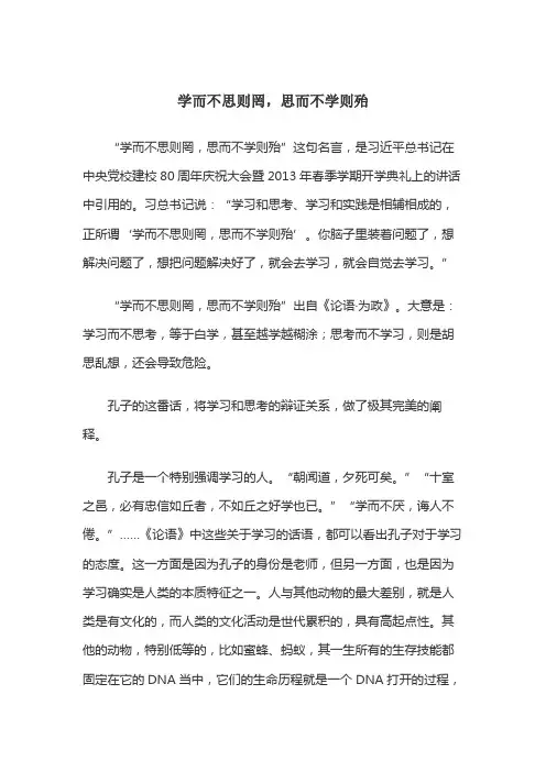 学而不思则罔,思而不学则殆