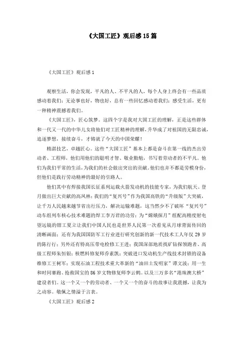 《大国工匠》观后感15篇