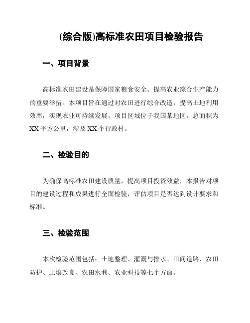 (综合版)高标准农田项目检验报告