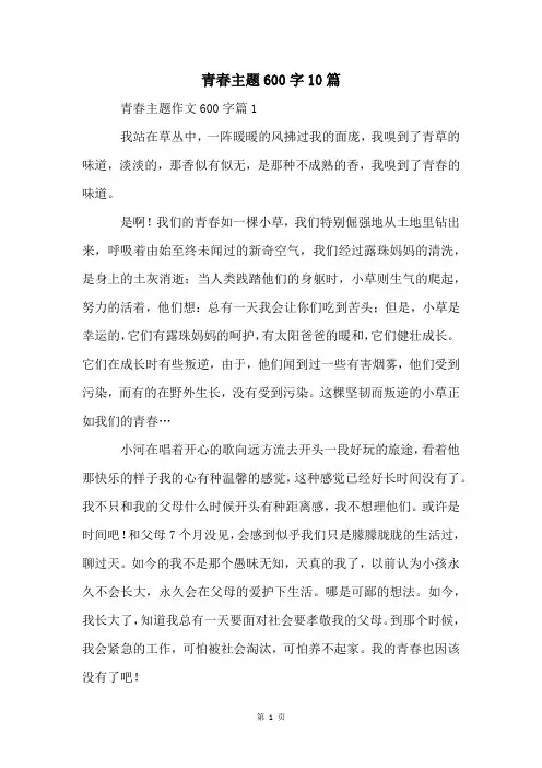 青春主题600字10篇