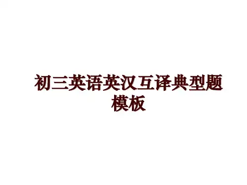初三英语英汉互译典型题模板
