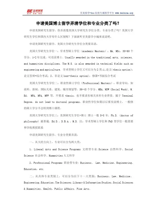 申请美国博士留学弄清学位和专业分类了吗？