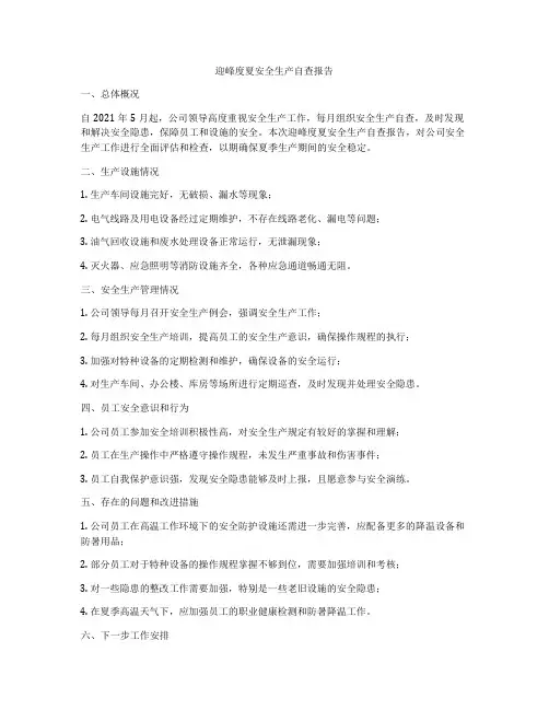 迎峰度夏安全生产自查报告