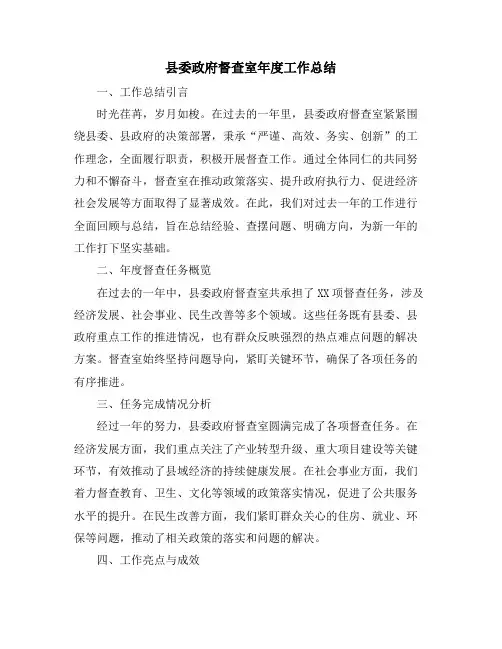 县委政府督查室年度工作总结