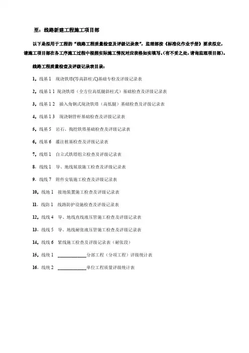 输电线路检查及评级记录表