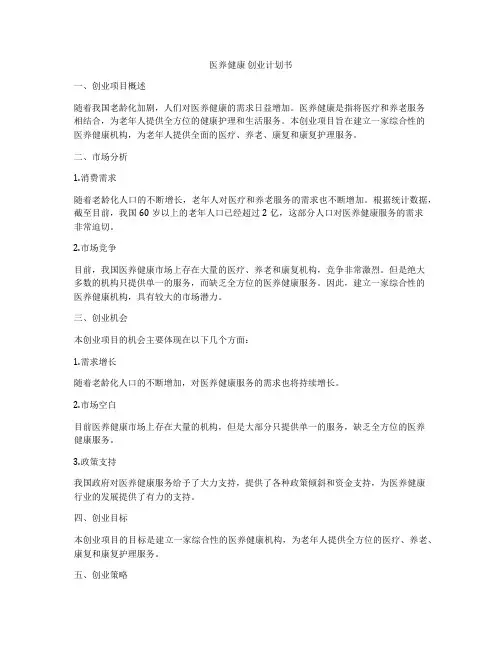 医养健康 创业计划书