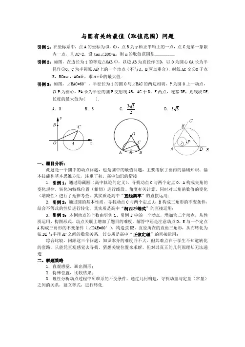 与圆有关的最值(取值范围)问题