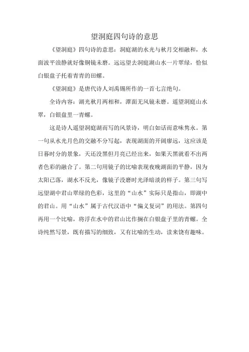 望洞庭四句诗的意思