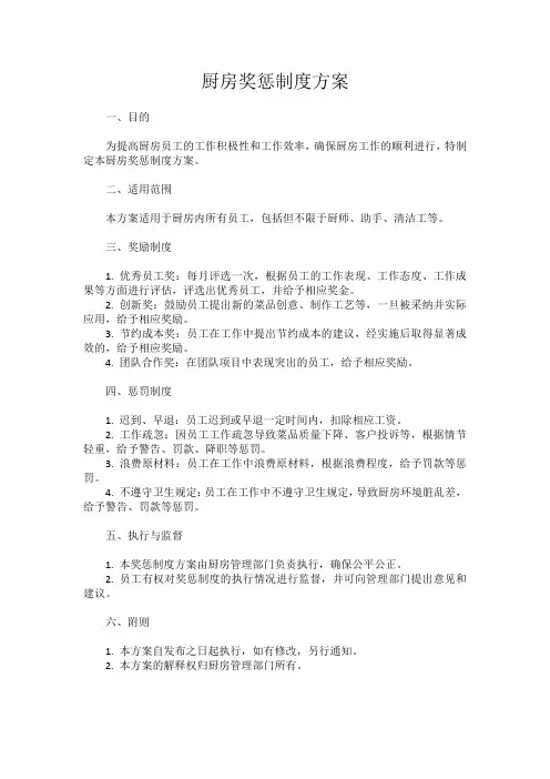 厨房奖惩制度方案