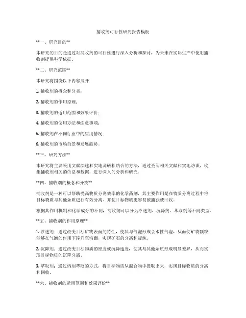 捕收剂可行性研究报告模板