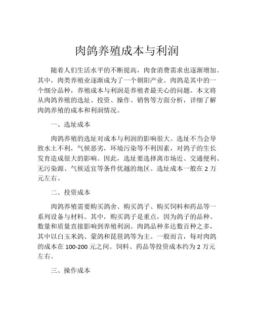 肉鸽养殖成本与利润