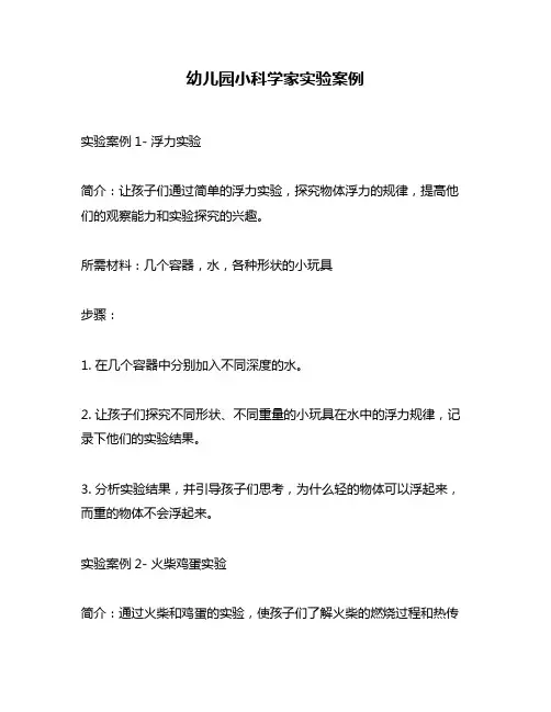 幼儿园小科学家实验案例