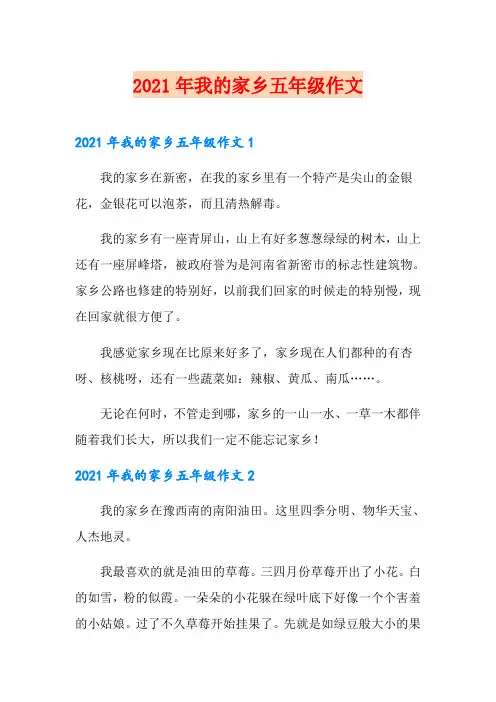 【实用】2021年我的家乡五年级作文