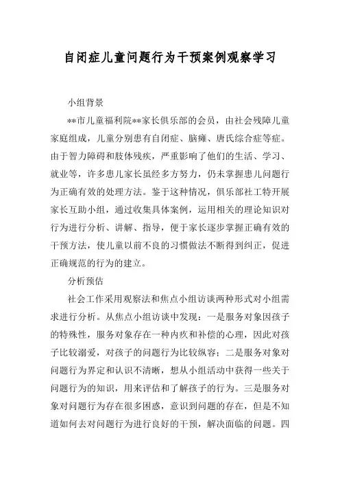 自闭症儿童问题行为干预案例观察学习