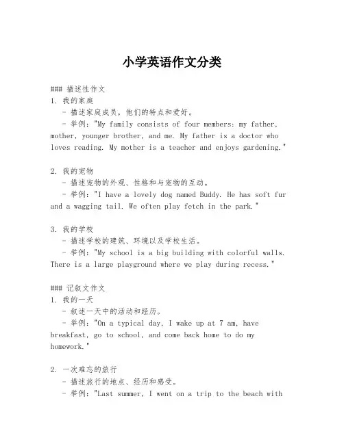 小学英语作文分类