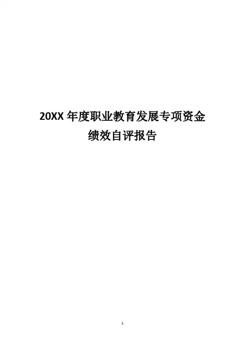 20XX年度职业教育发展专项资金绩效自评报告