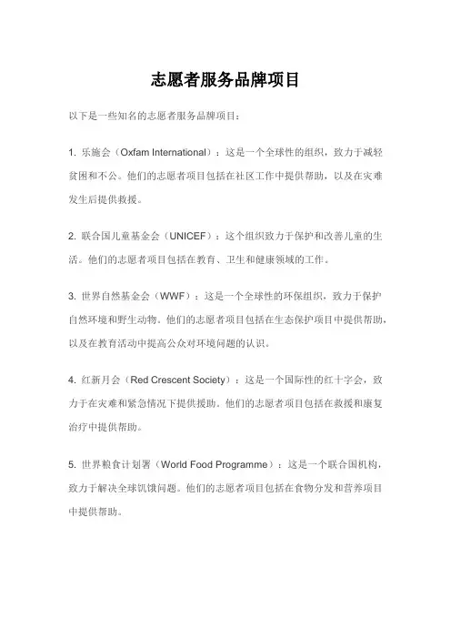 志愿者服务品牌项目