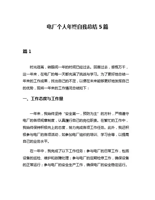 电厂个人年终自我总结5篇