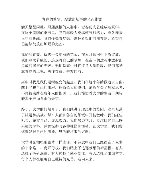 青春的繁华,绽放出灿烂的光芒作文
