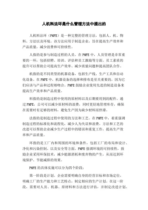 人机料法环是什么管理方法中提出的