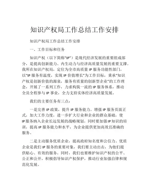 知识产权局工作总结工作安排
