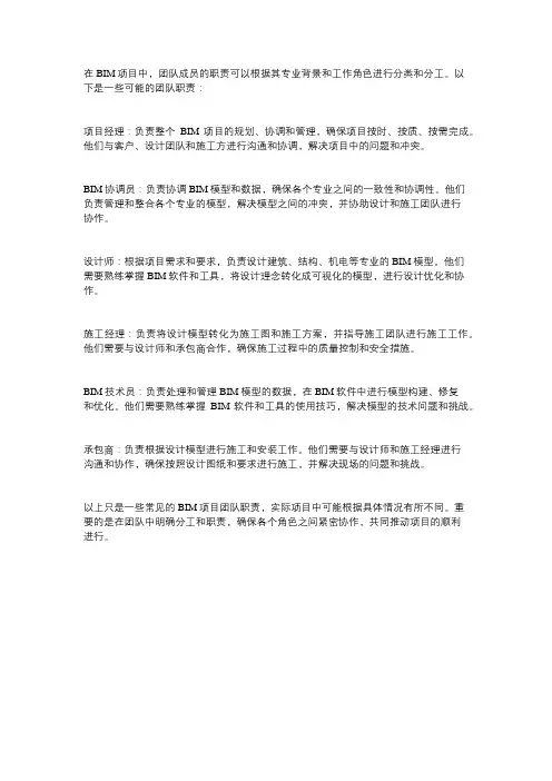 bim 项目 团队职责